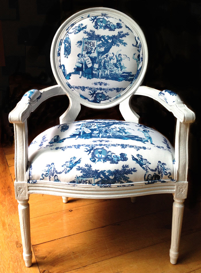 White Louis XVI End chair, Women’s Rights are Human Rights